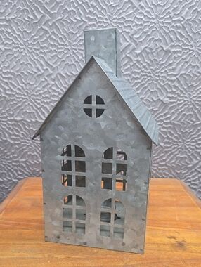 Magnolia Galvanized Metal House Candle Holder - Gray